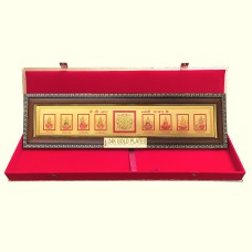 Gold Plated Asht Laxmi and Shree Yantram Packed in Golden Red Velvet Box